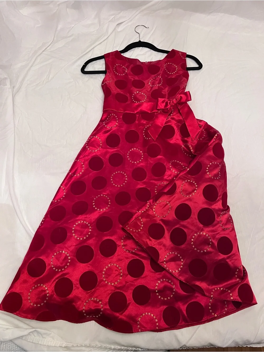Rare Editions Slim 10/12 Velvet and Glittered Sequins Polka Dot Holiday Dress